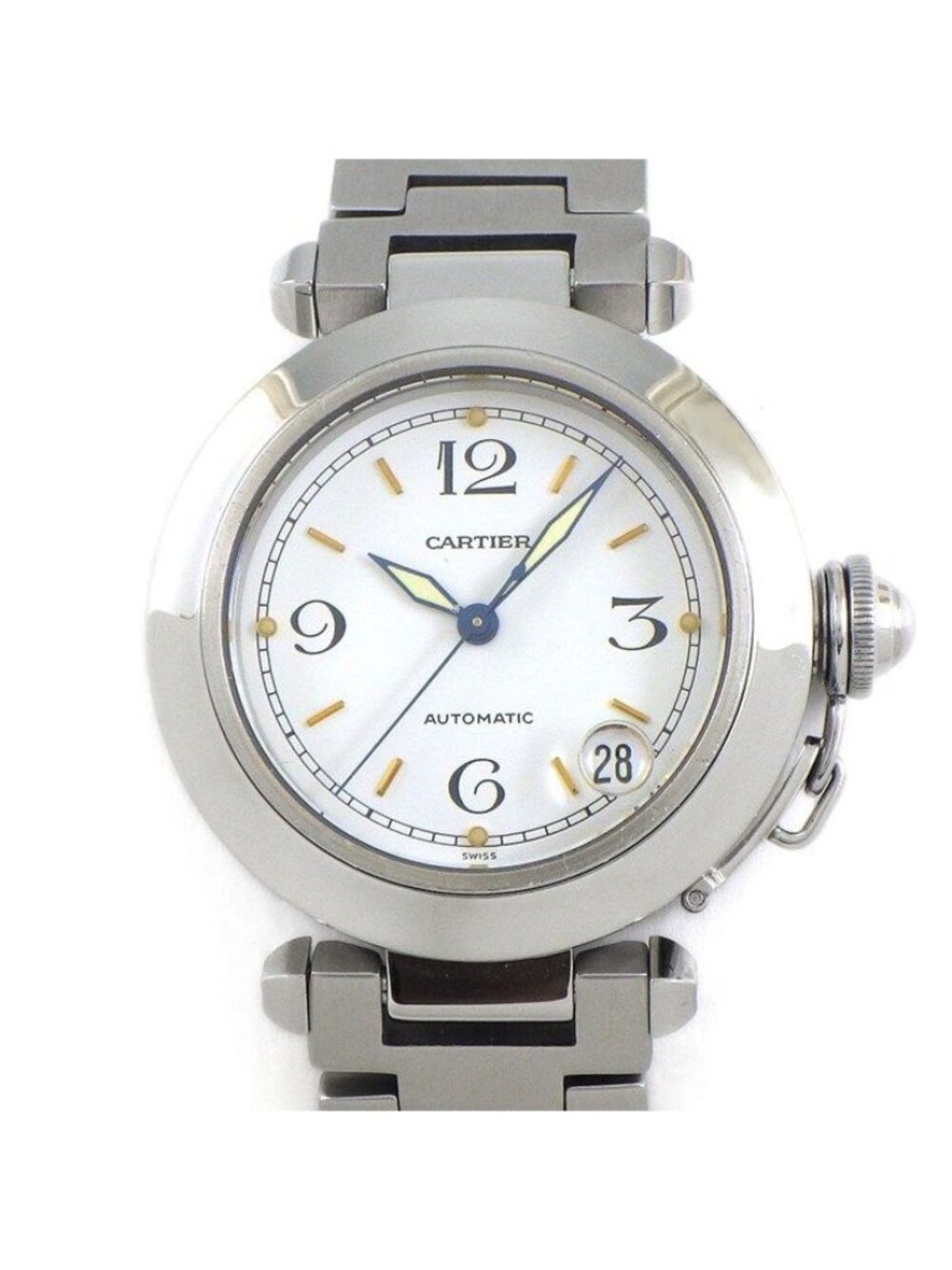 Cartier Watch Pasha C Date Luminous Index Hand White Dial SS Automatic